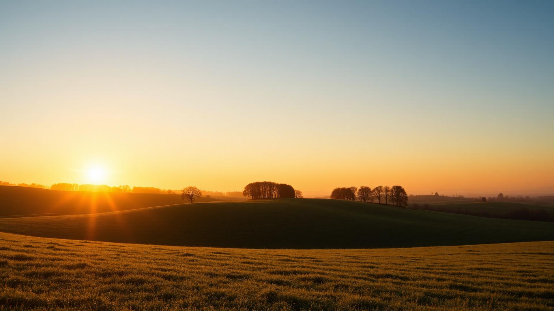 Sunset over rolling hills
